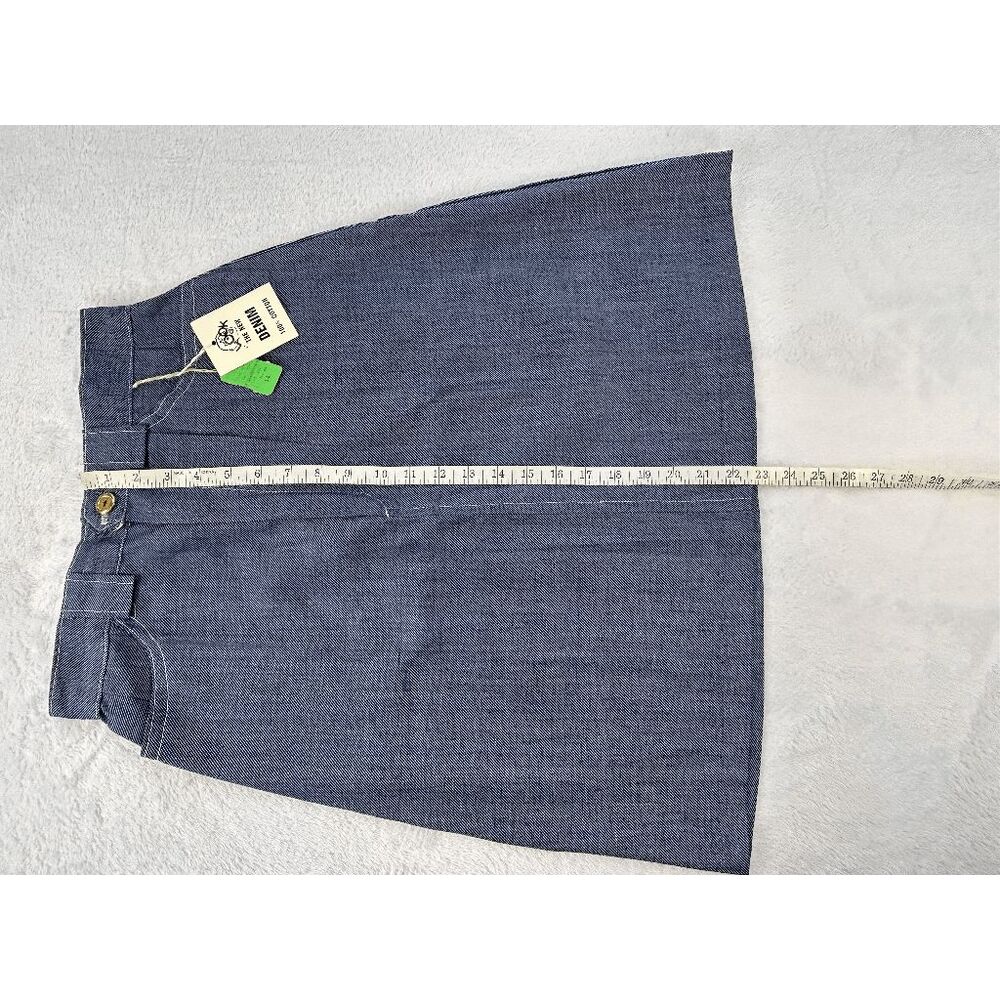 Vintage 1970s Denim Mid Length Skirt 100% Cotton NWT A Line Size 14/ 28" Waist - Picture 5 of 8
